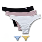Kit calcinha biquíni 100% algodão com elástico com 3 peças sortidas vista frontal