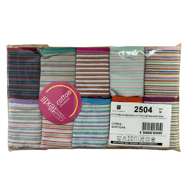 10K2504 - Biquíni Listras Sortidas Kit 10 Peças
