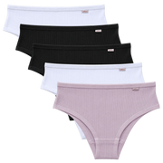 5K113 - Kit 5 Calcinhas Calça Cava Média 100% Algodão com Viés
