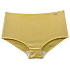 Calcinha calça cava baixa amarela 100% algodão com elástico vista frontal
