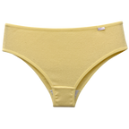 Calcinha calça cava média em ribana 100% algodão amarela vista frontal