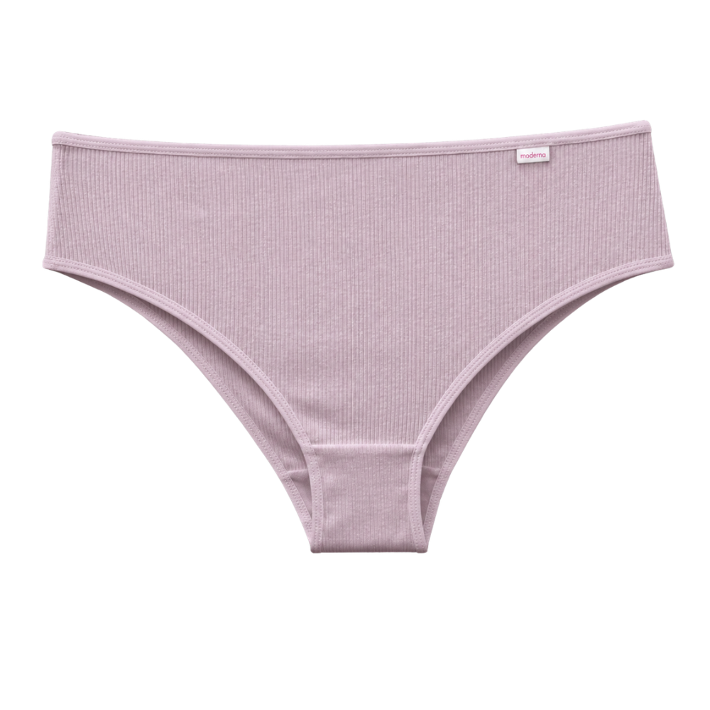 Calcinha calça cava média em ribana 100% algodão nude alvorada vista frontal