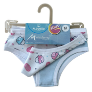 KTIF95 - Kit 2 Calcinhas Boneca Infantis 100% Algodão com Viés