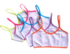 Kit com 2 tops infantis de algodão brancos com elásticos coloridos em cores sortidas