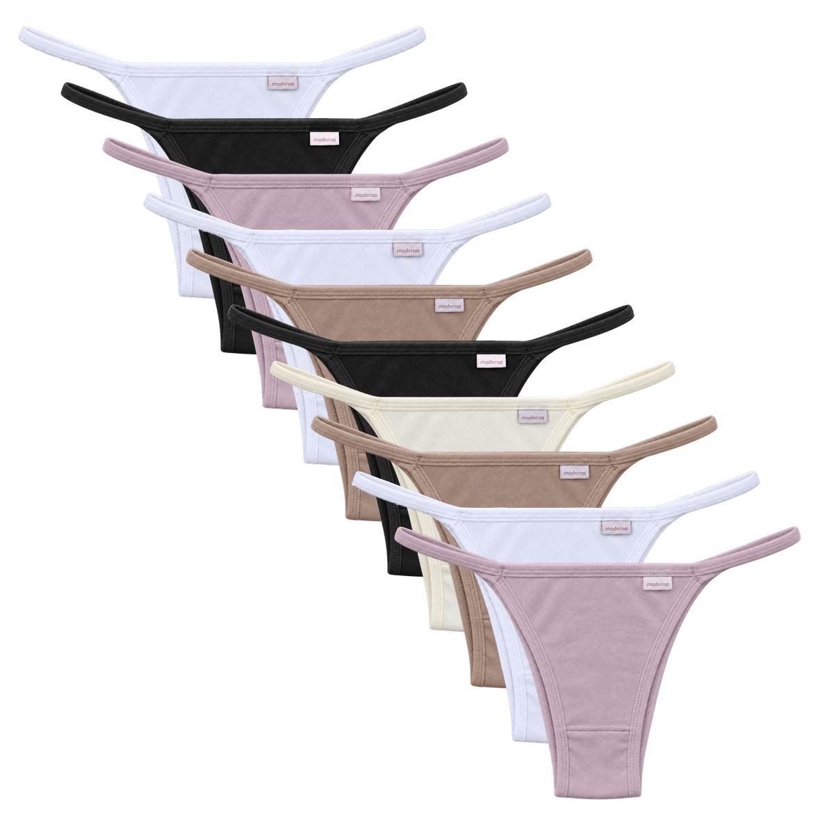 Kit com 10 calcinhas tanga string de algodão em Cotton em cores sortidas