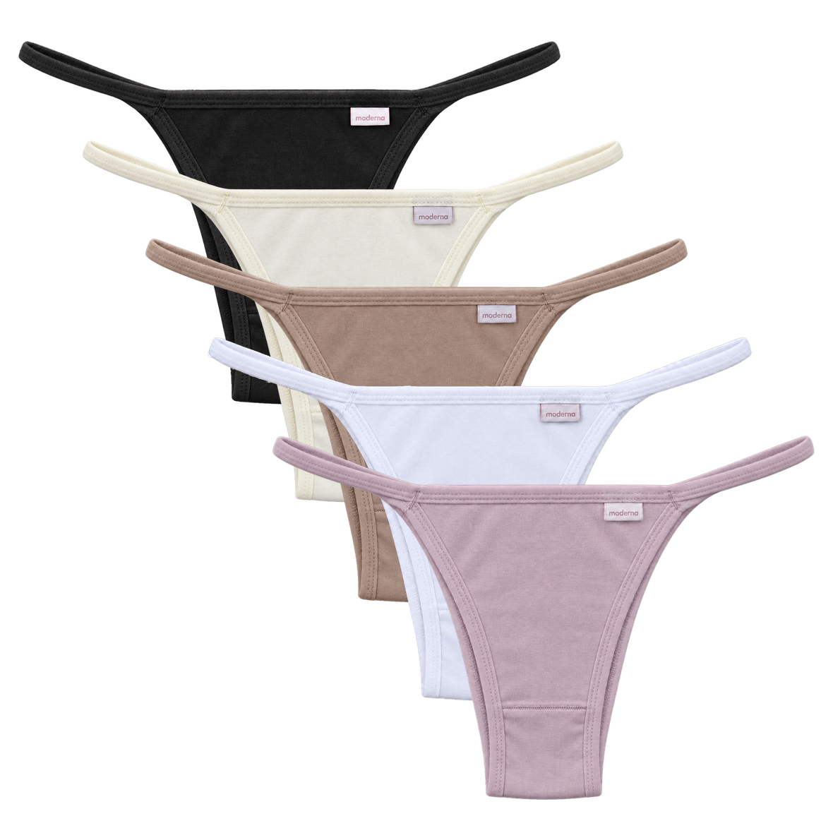 Kit com 5 calcinhas tanga string de algodão em Cotton em cores sortidas