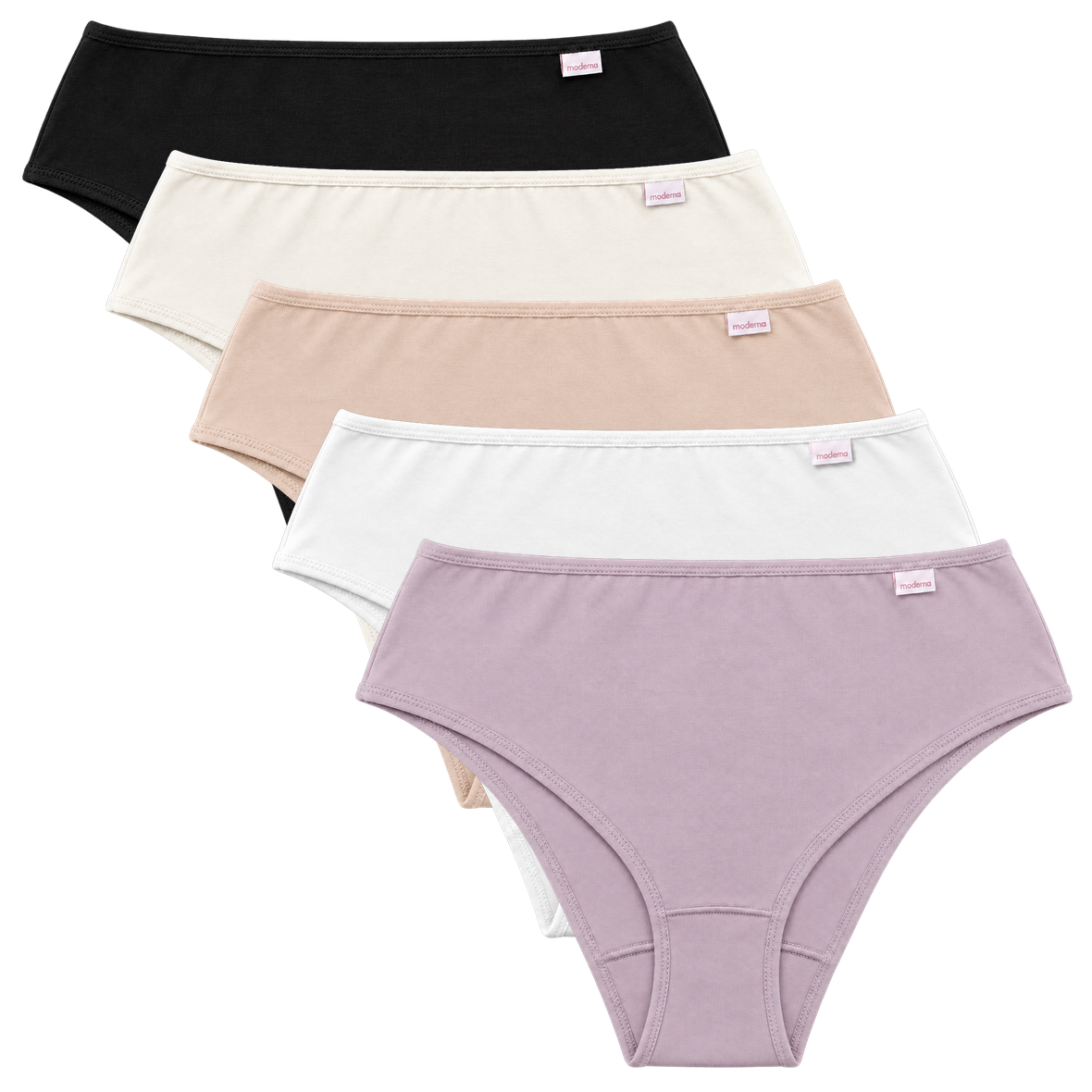Kit com 5 calcinhas de algodão cava média em Cotton em cores sortidas