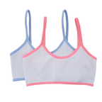 Kit 2 tops infantis femininos sem bojo com elásticos azul e rosa