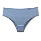 Calcinha calça cava média em ribana 100% algodão azul vista frontal