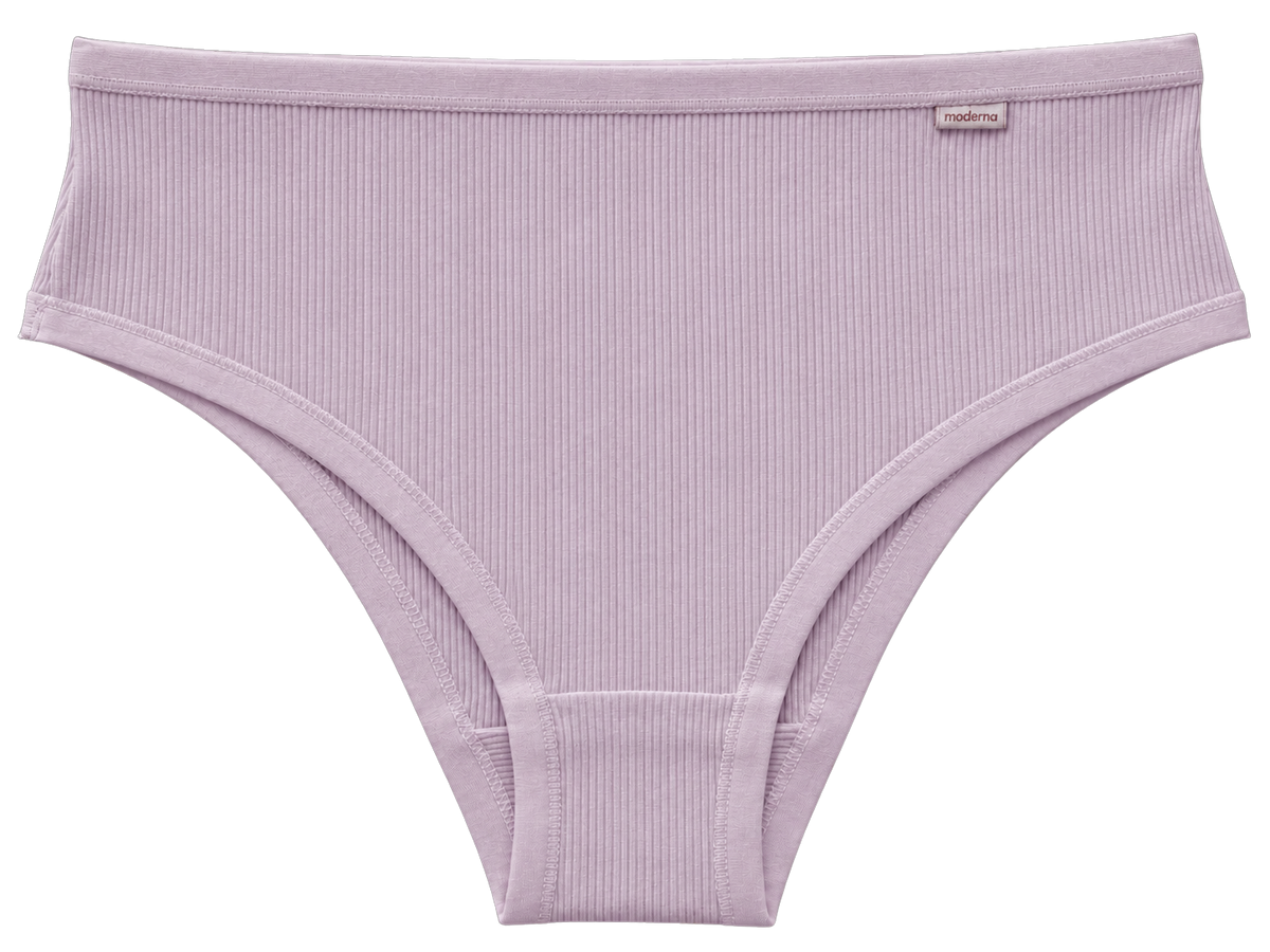 Calcinha calça cava média 100% algodão com viés nude alvorada vista frontal