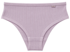 Calcinha calça cava média 100% algodão com viés nude alvorada vista frontal
