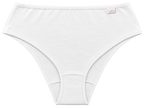 Calcinha de algodão cava média em Cotton branca vista frontal