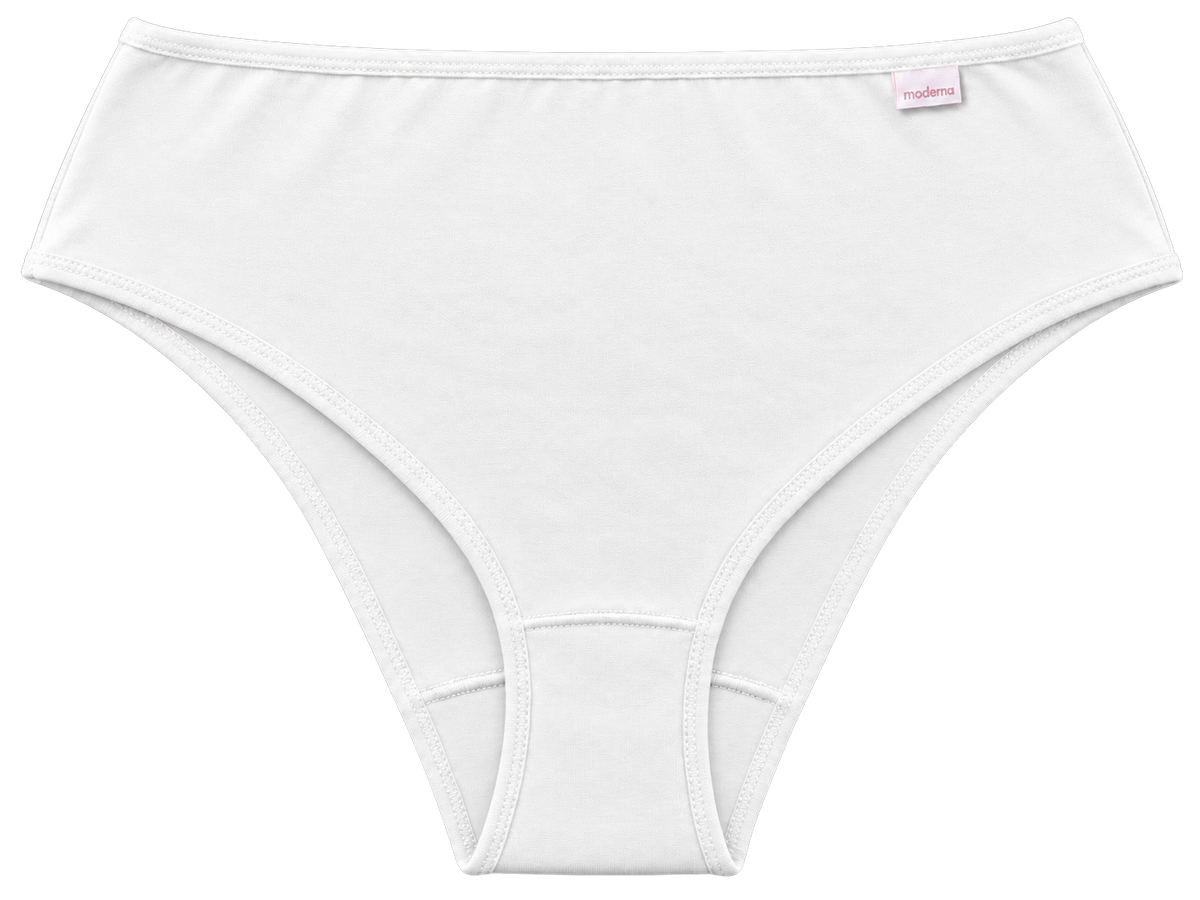 Calcinha de algodão cava média em Cotton branca vista frontal