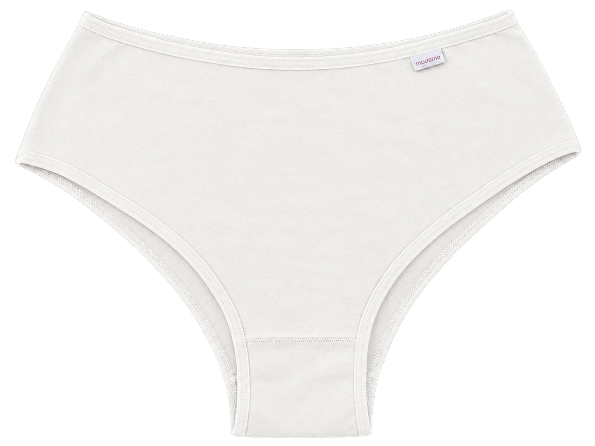Calcinha plus size de algodão cava média branca vista frontal