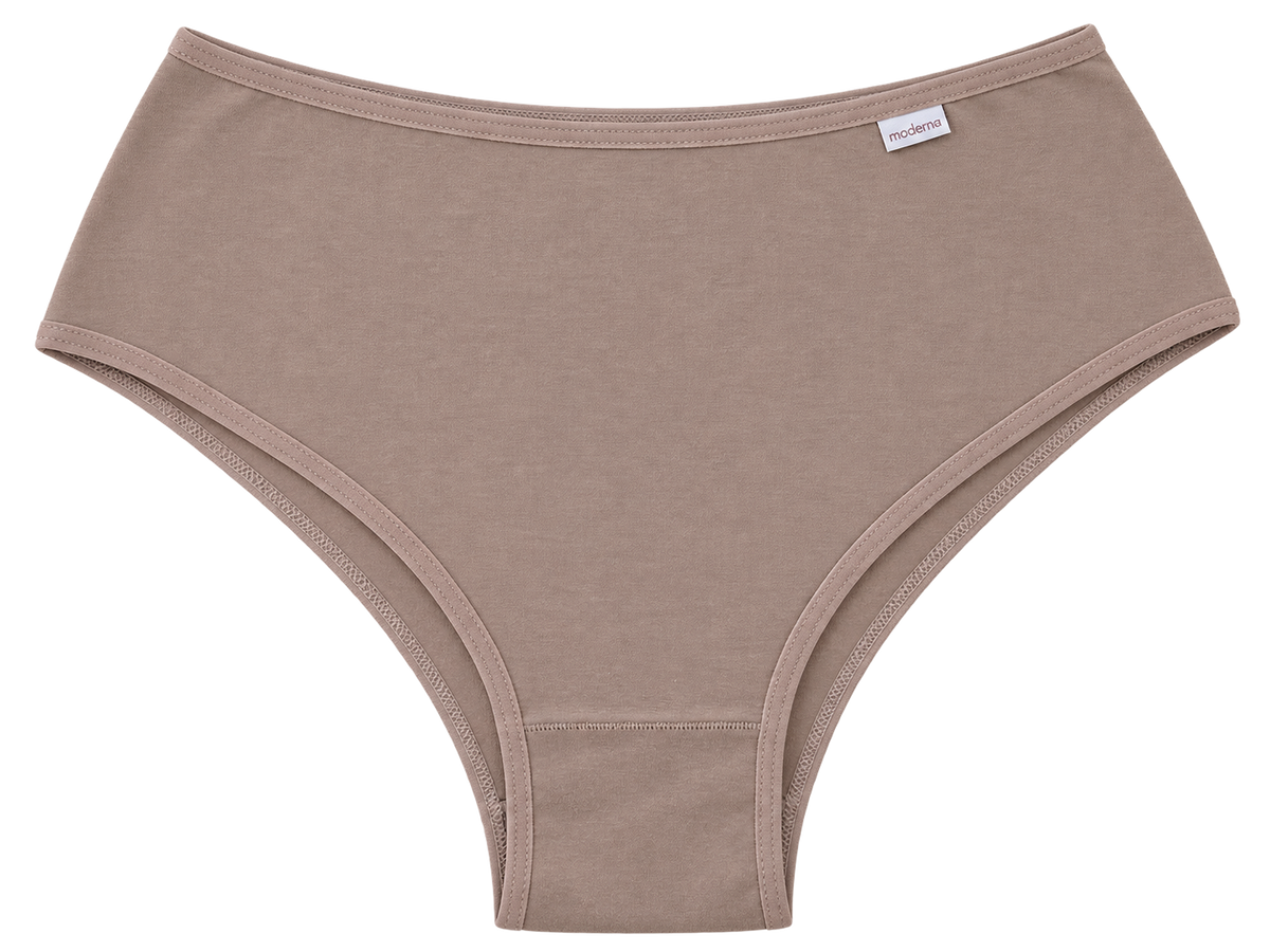 Calcinha plus size de algodão cava média chocolate vista frontal
