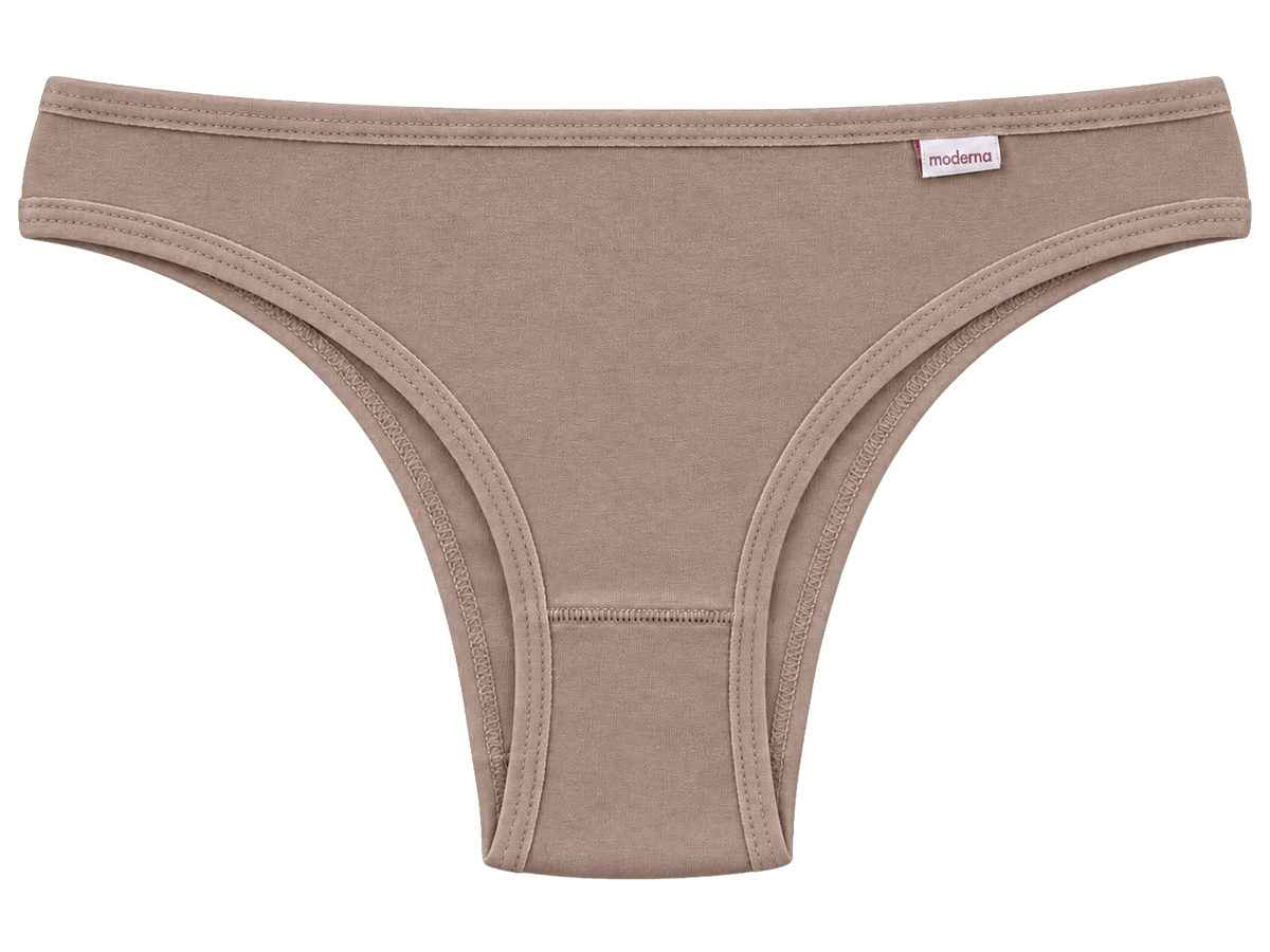 Calcinha biquíni de algodão em Cotton chocolate vista frontal