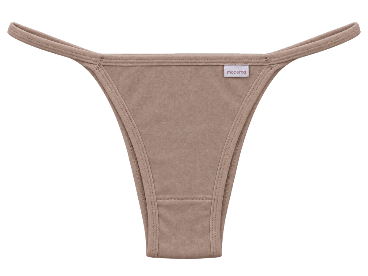 Calcinha tanga string de algodão em Cotton chocolate vista frontal