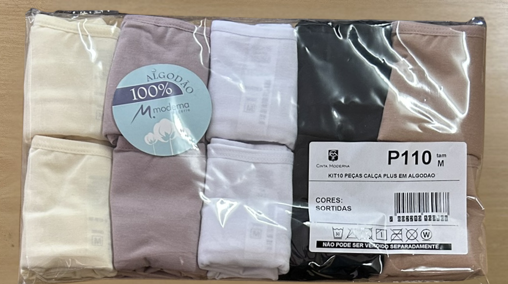 10P110 - KIT CALCA PLUS SIZE CAVA MEDIA 100% ALGODAO COM ELASTICO - KIT COM 10 PECAS EM CORES SORTIDAS