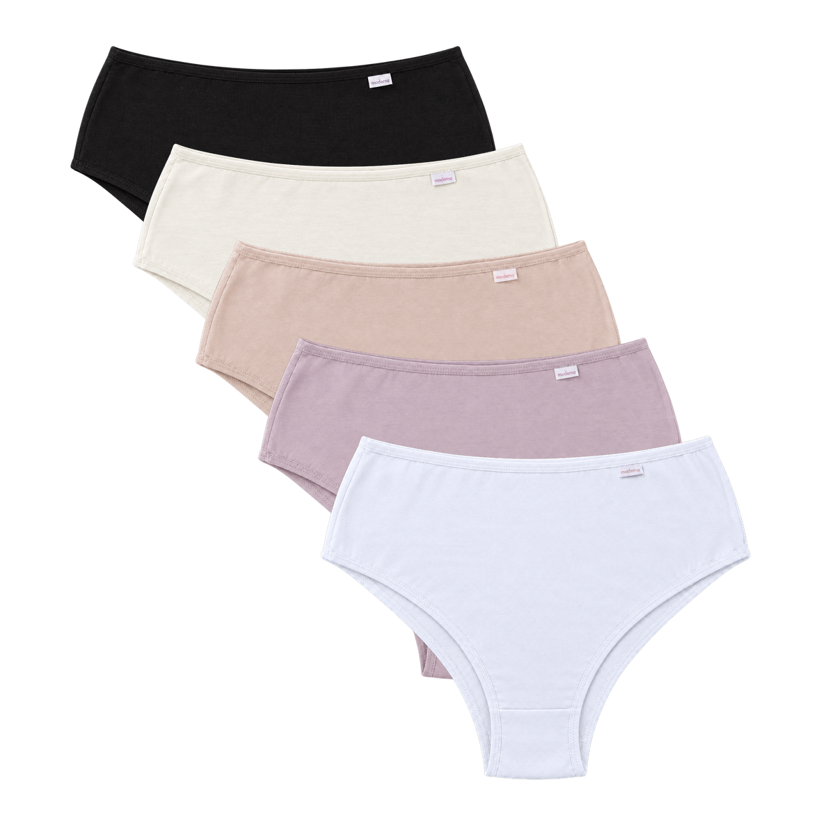 Kit 5 calcinhas plus size cava média 100% algodão em cores sortidas