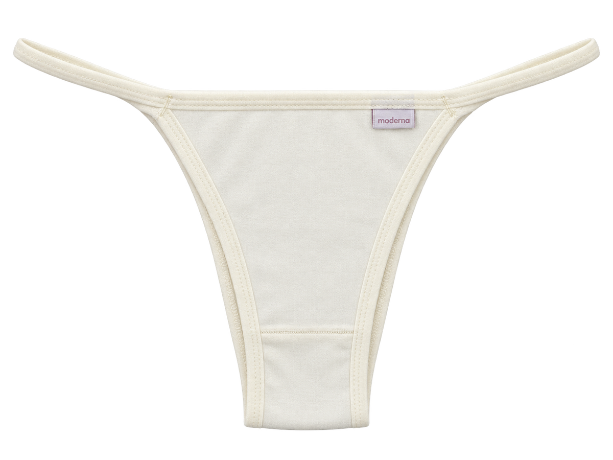 Calcinha tanga string de algodão em Cotton pérola vista frontal
