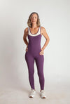NMLB82 - Macacão Fitness Feminino Longo Costa Cavada Bicolor