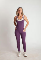 NMLB82 - Macacão Fitness Feminino Longo Costa Cavada Bicolor
