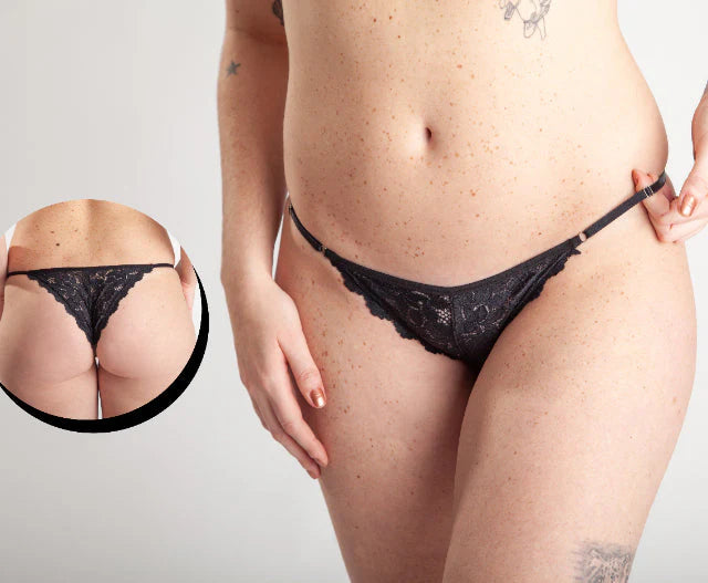 5K086 - KIT TANGA STRING TODA EM RENDA COM REGULAGEM LATERAL E FUNDO DE ALGODAO – KIT COM 5 PECAS