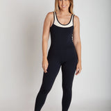 NMLB82 - Macacão Fitness Feminino Longo Costa Cavada Bicolor