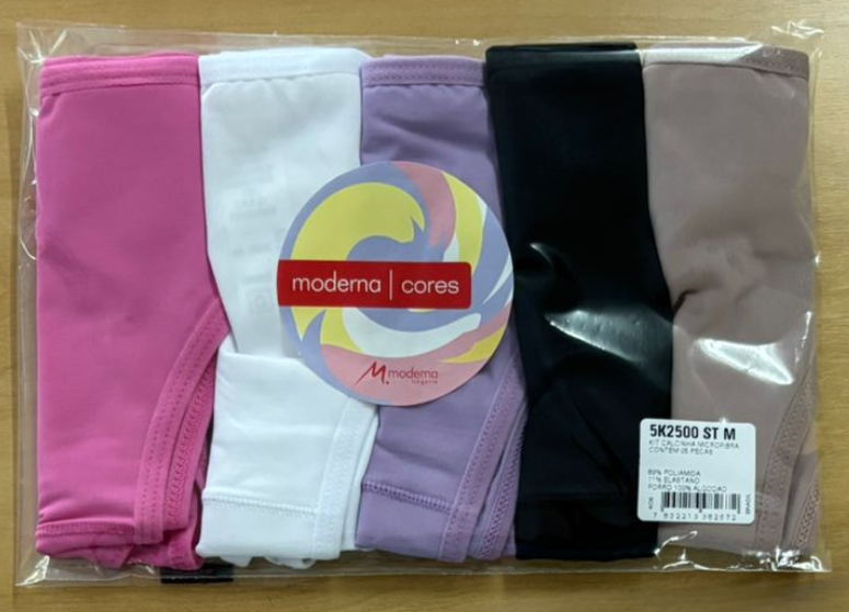 5K2500 - KIT BIQUINI COM ELASTICO PERNA E CINTURA - KIT COM 5 PECAS EM CORES SORTIDAS