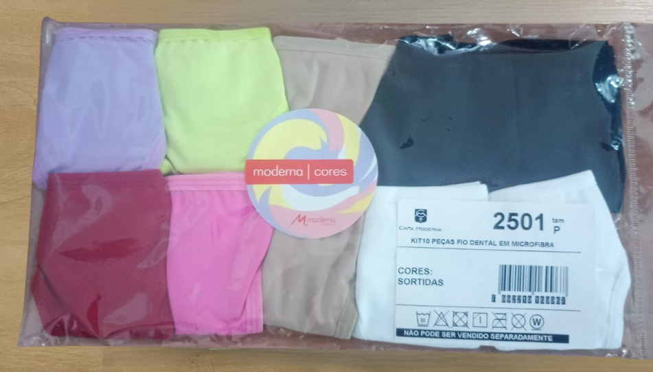 10K2501 - KIT FIO DENTAL COM ELASTICO PERNA E CINTURA - KIT COM 10 PECAS EM CORES SORTIDAS