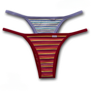 KT2510 - Kit 2 Calcinhas Tanga String de Algodão Listradas
