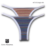 KT2516 - Kit Tanga com Viés - Contém 02 Peças - Listras Sortidas