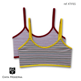 KTIF65 - Kit Top Infantil com 02 Peças Cotto Tinto com Elástico em Contraste