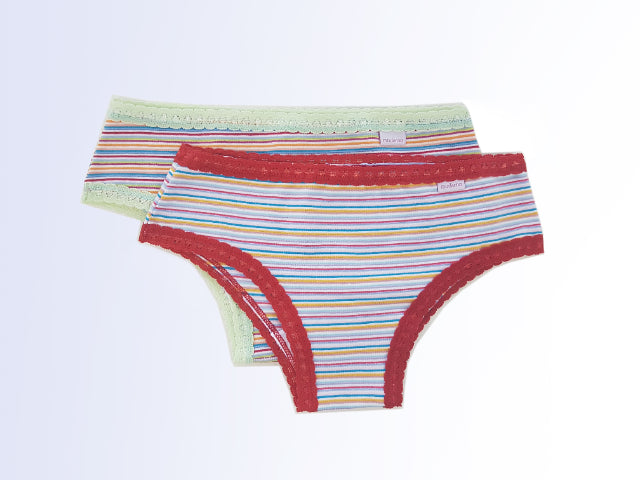 Kit Calcinha Infantil Elástico de Renda com 02 Peças de Cores Sortidas - KTIF84