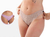 Calcinha de renda nude alvorada asa delta vista frontal e detalhe da lateral