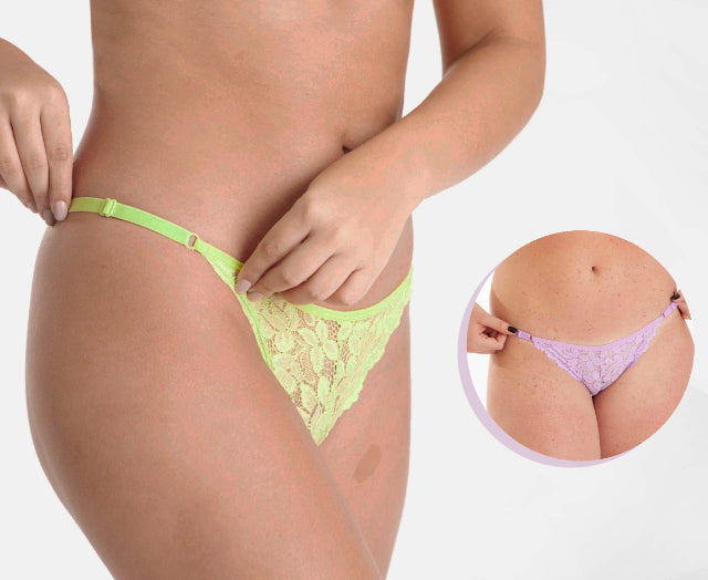 Calcinha String Toda em Renda com Forro de Algodão C/ Regulagem - 86