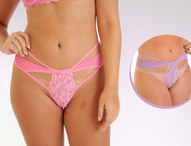 Calcinha Strappy Toda em Renda e Microfibra Fundo de Algodão - 87